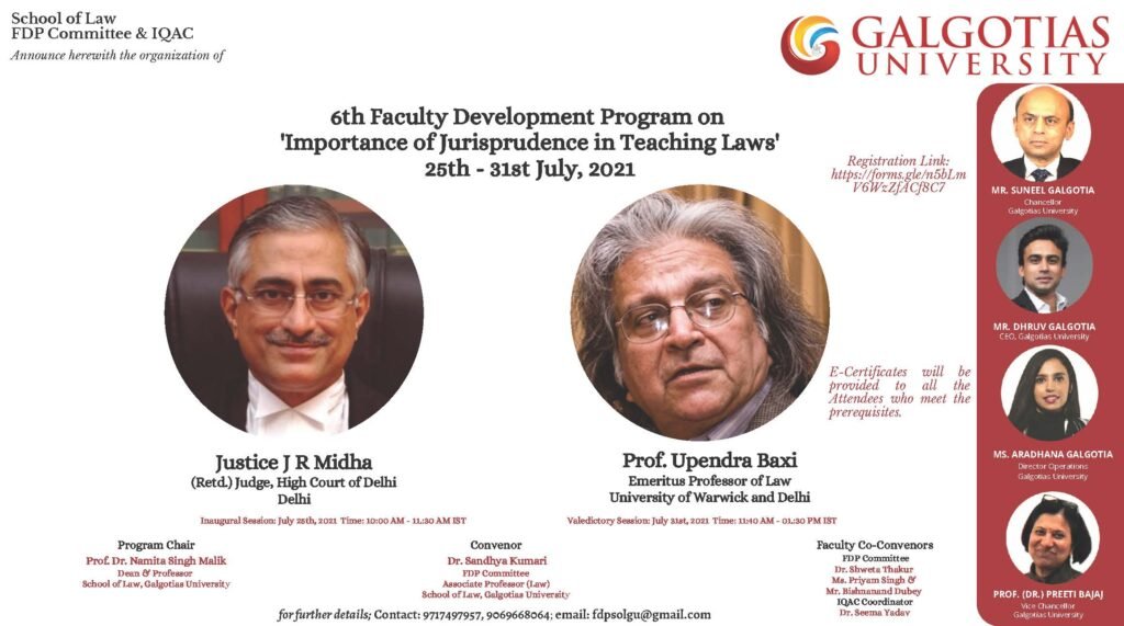 6th Faculty Development Program on 'Importance of Jurisprudence in Teaching Laws