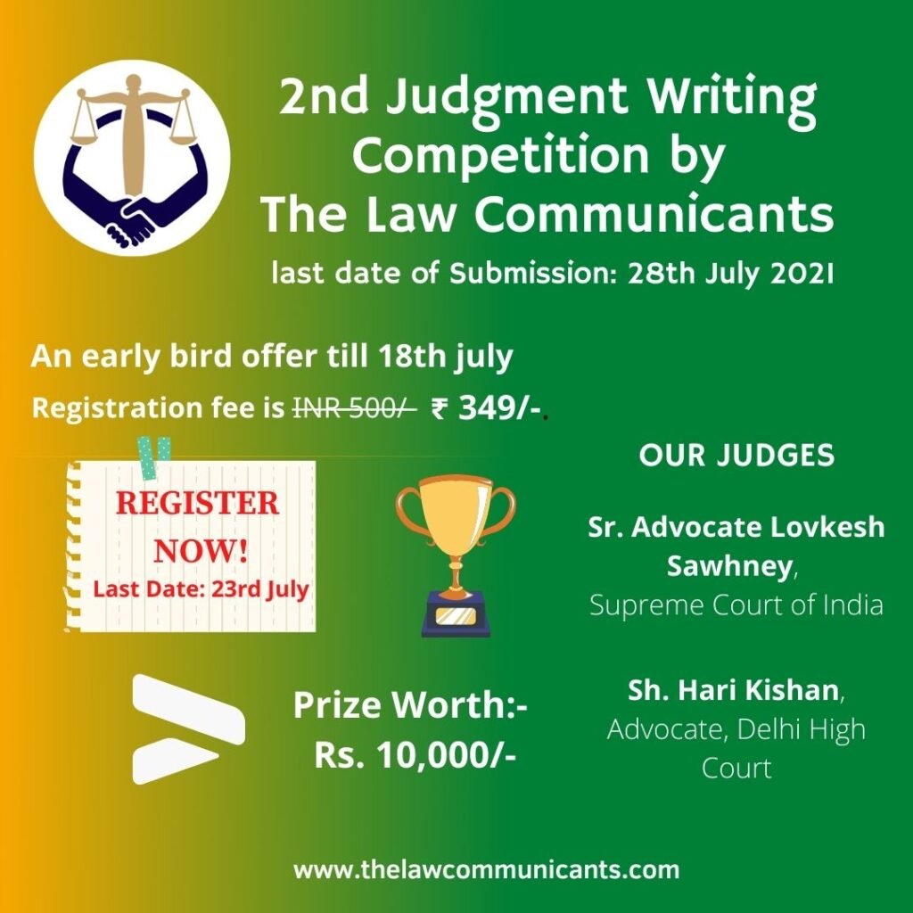 2nd Judgment Writing Competition by The Law Communicants