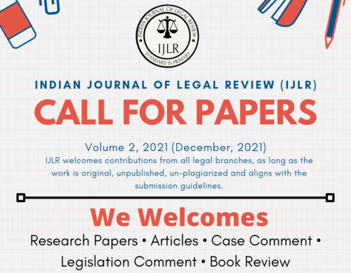 Call for Papers for Volume 2, Indian Journal of Legal Review (IJLR ...