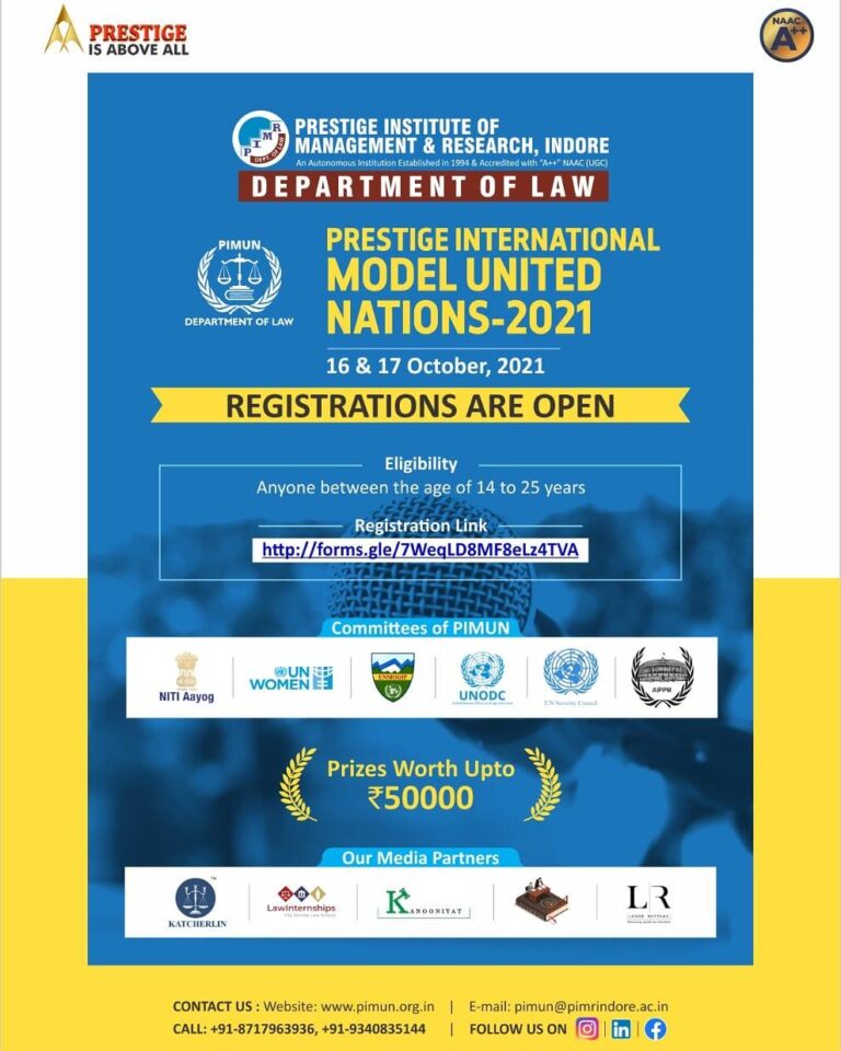 Prestige International Model United Nations (PIMUN) 2021 - The Law Communicants
