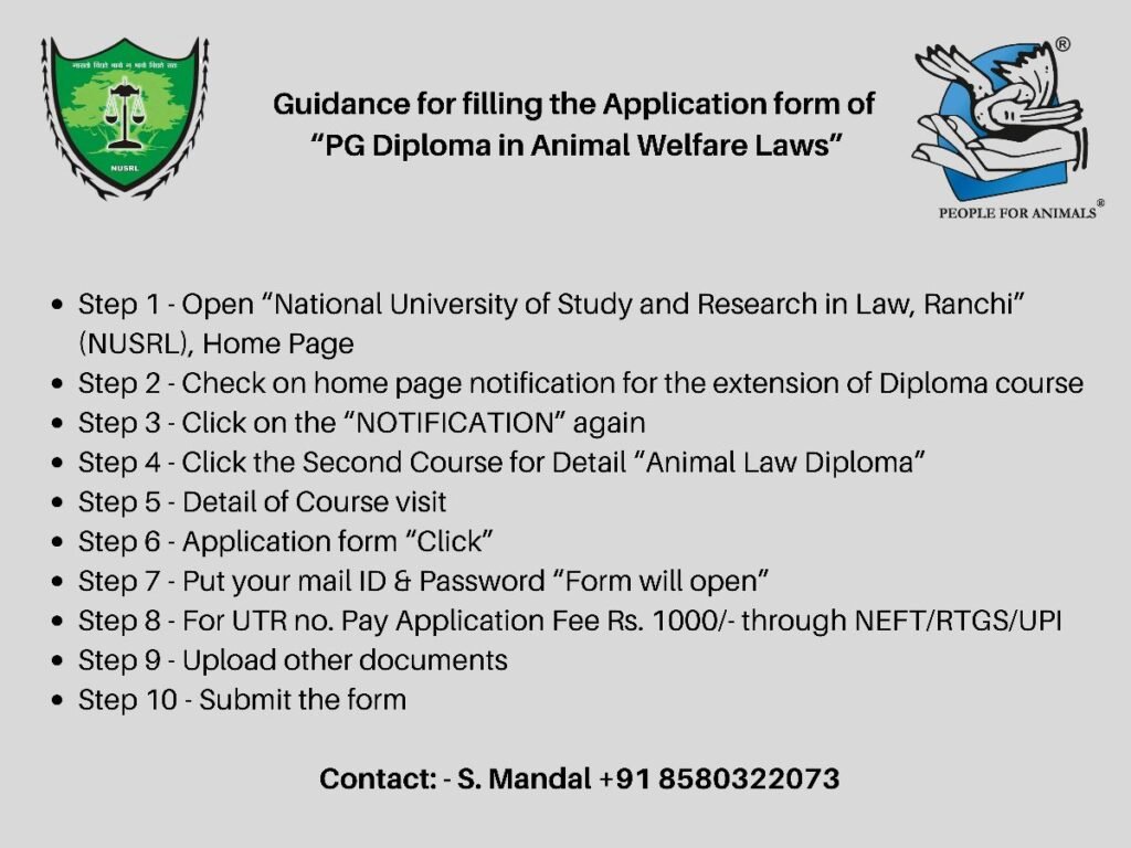 NUSRL and People For Animals’ PG Diploma Course in Animal Welfare Laws - The Law Communicants