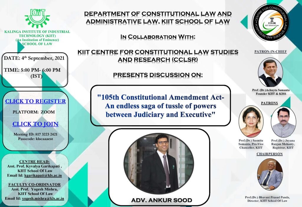 Webinar on 105th Constitutional Amendment Act- An endless saga of the tussle of powers between Judiciary and Executive - The Law Communicants