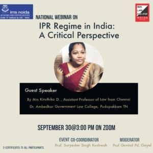 National Webinar on IPR Regime in India - The Law Communicants