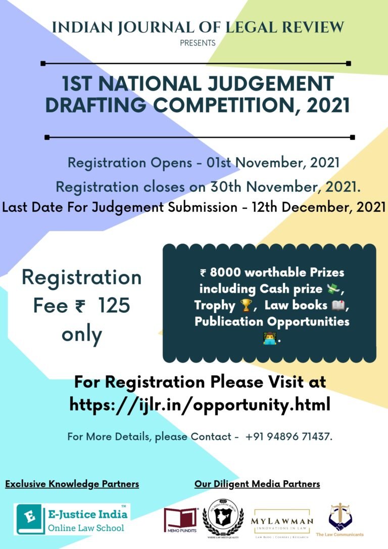 1st National Judgement Drafting Competition - The Law Communicants