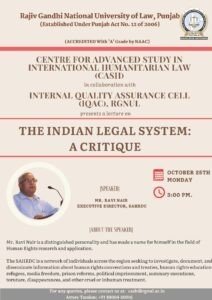 One-Day Online Lecture on The Indian Legal System: A Critique - The Law Communicants
