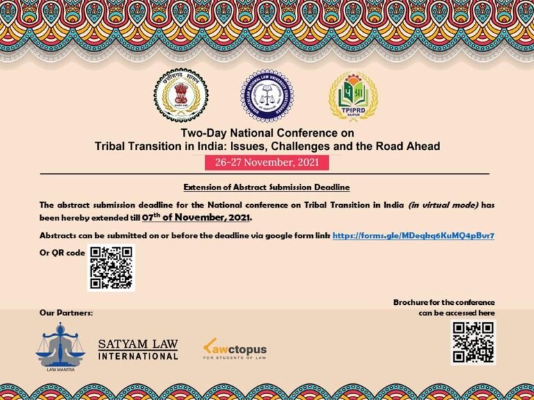 Two Day National Conference on Tribal Transitions in India - The Law Communicants