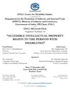 Webinar On “Accessible Intellectual Property Rights To The Persons With Disabilities” - The Law Communicants