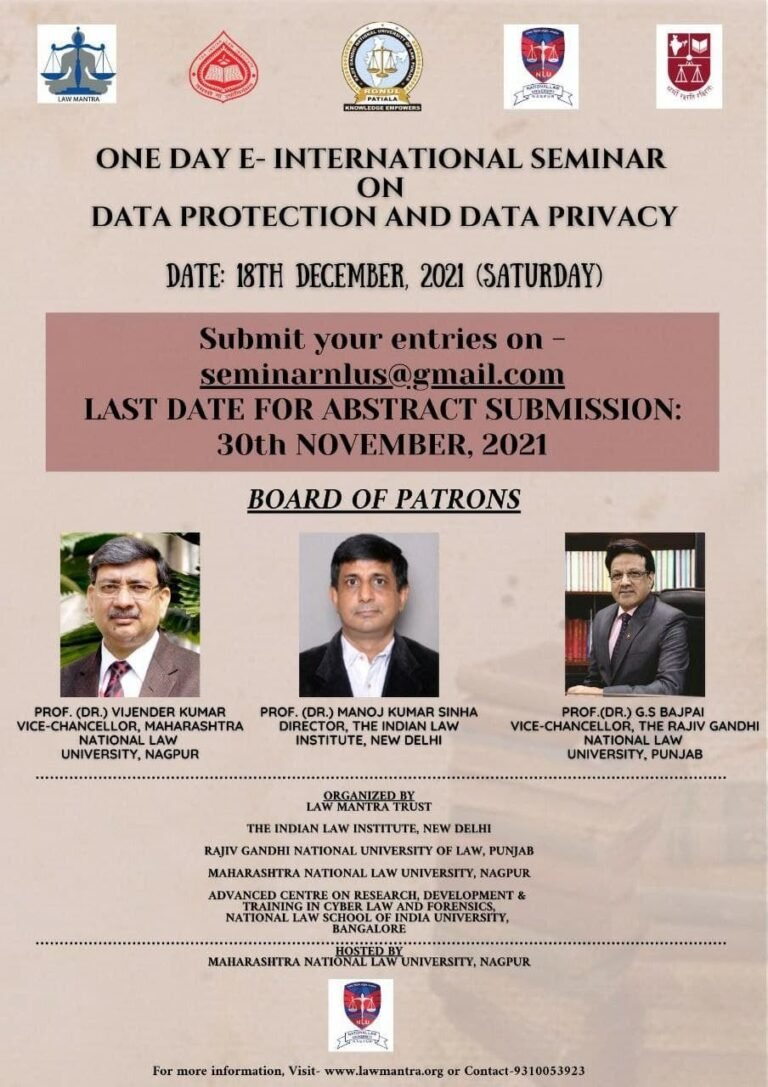 One Day E- International Seminar On Data Protection And Data Privacy - The Law Communicants