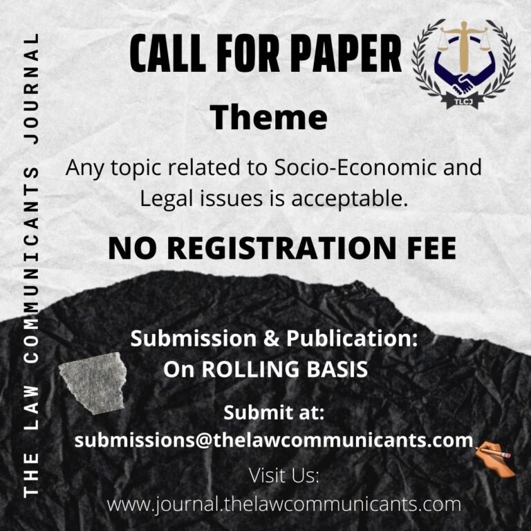 Call For Paper - The Law Communicants