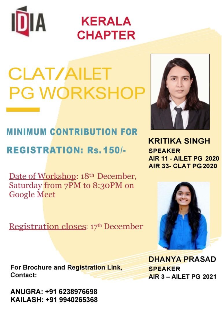 Clat/Ailet Pg Workshop By Idia Kerala Chapter - The Law Communicants