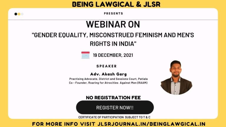 Webinar On Gender Equality, Misconstrued Feminism And Men's Rights In India. - The Law Communicants