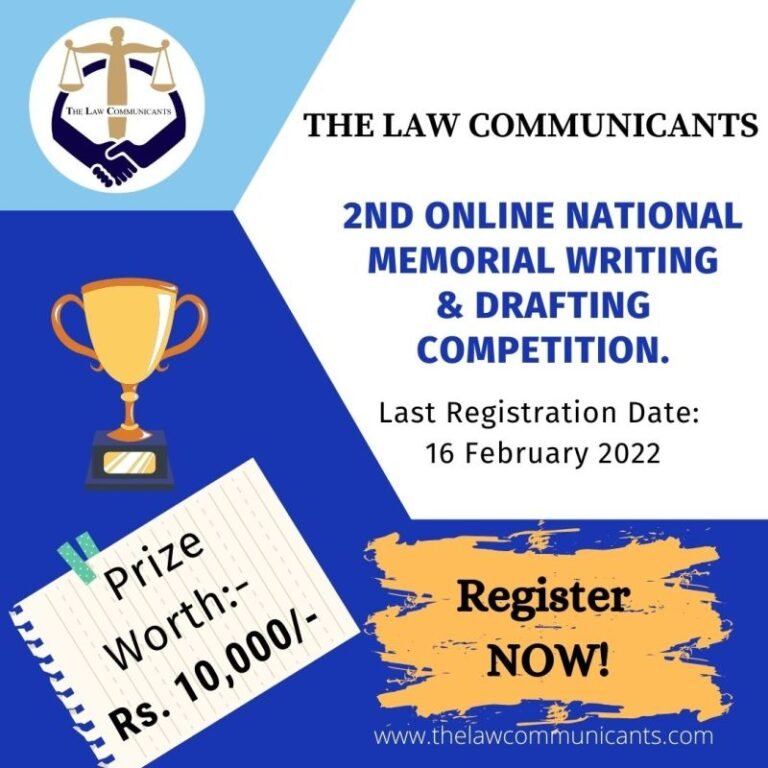 2nd Online National Memorial Writing & Drafting Competition by The Law Communicants - The Law Communicants