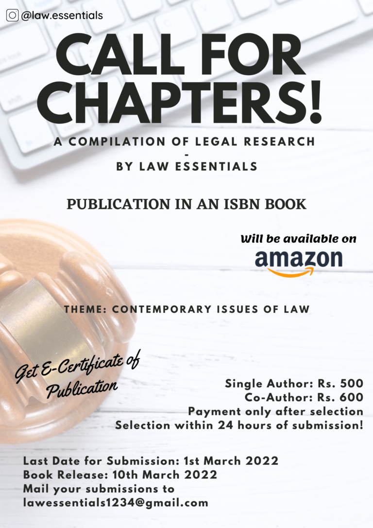 A Compilation Of Legal Research (Edition 3): Call For Chapters - The Law Communicants