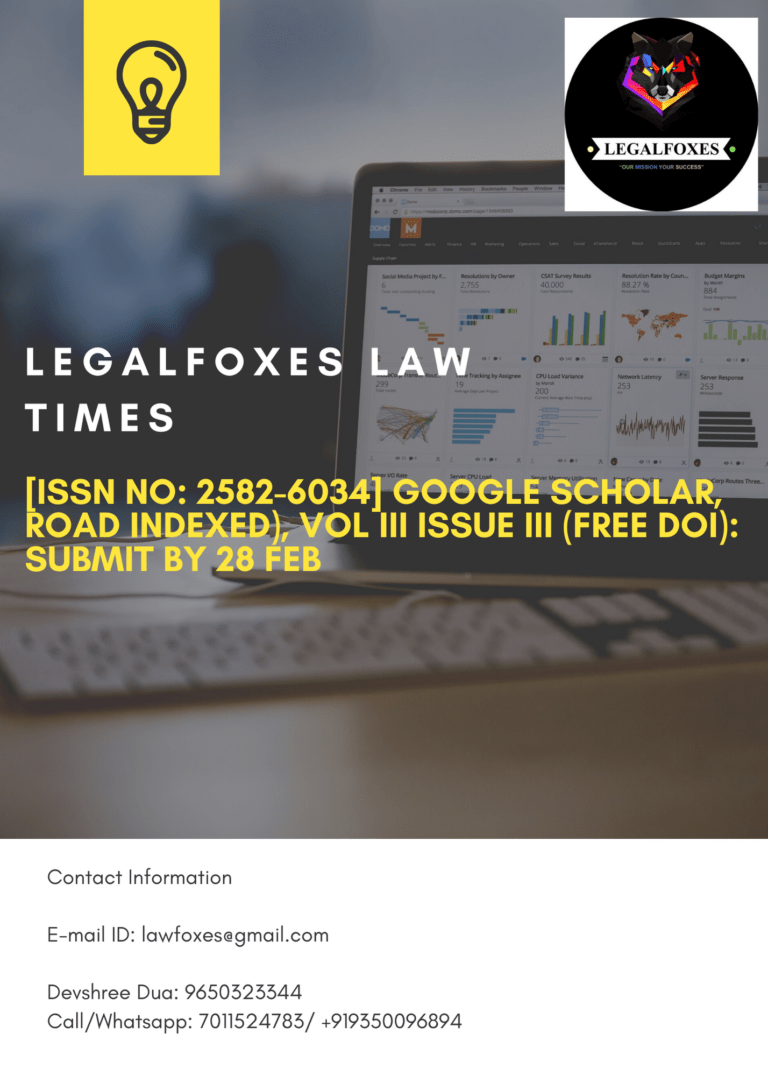 LegalFoxes Law Times: Call For Papers - The Law Communicants