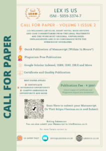 Call For Papers: Lex Is Us Law Journal Volume 1 Issue 2 - The Law Communicants