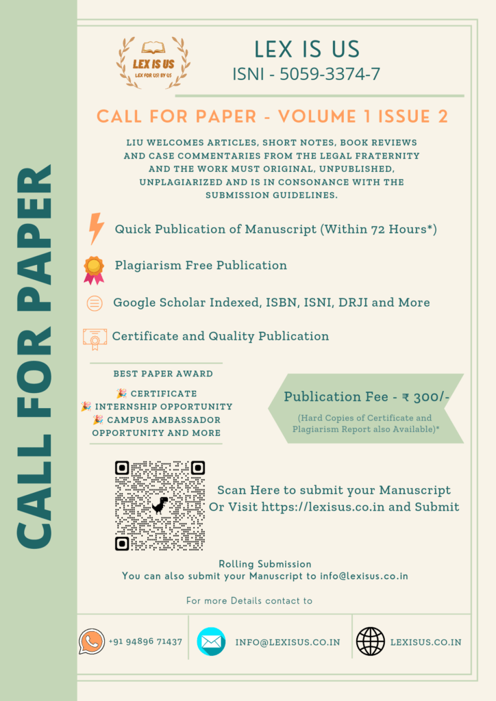 Call For Papers: Lex Is Us Law Journal Volume 1 Issue 2  - The Law Communicants