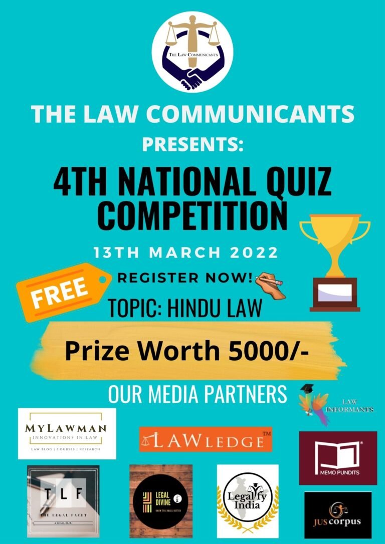 4th National Quiz Competition By The Law Communicants: Register by 12th March 2022 - The Law Communicants