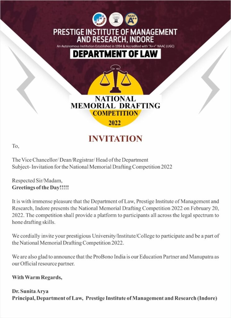 National Memorial Drafting Competition, 2022 - The Law Communicants