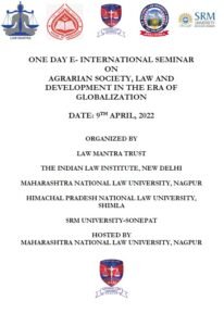 One Day E- International Seminar On Agrarian Society, Law, And Development In The Era Of Globalization - The Law Communicants