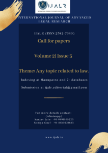 International Journal of Advanced Legal Research: Call for Papers Volume 2 Issue 3 - The Law Communicants