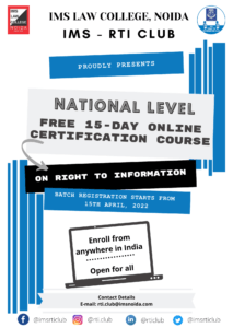National Free 15-Day Online Certificate Course on Right to Information - The Law Communicants