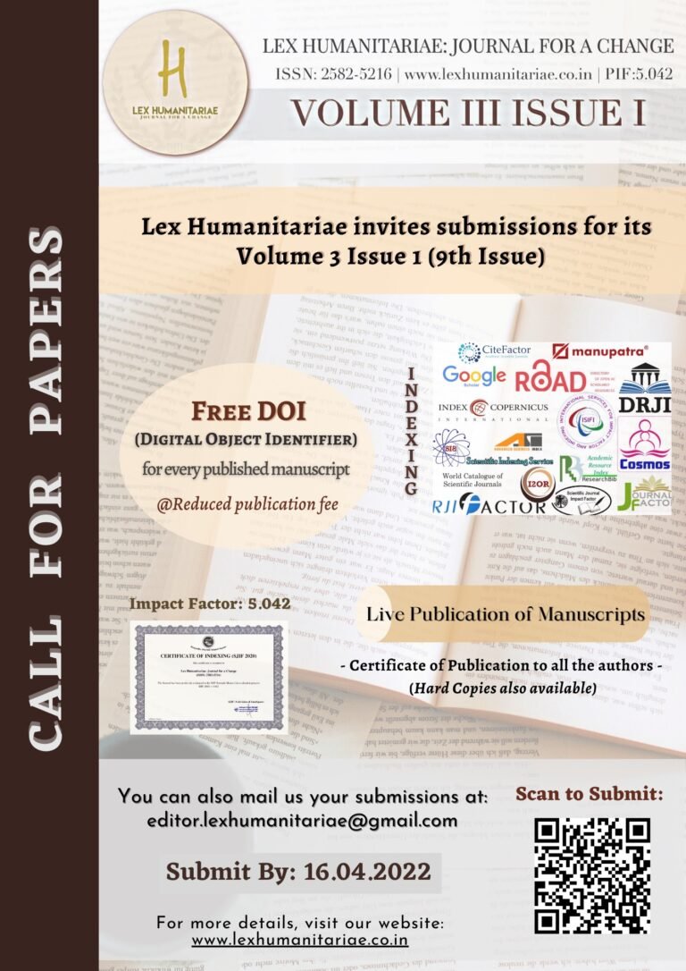 CfP: Lex Humanitariae Vol 3 Issue 1 - The Law Communicants