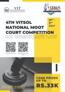 4th VITSOL National Moot Court Competition on Corporate Law by VIT in Chennai: Register by May 31 - The Law Communicants