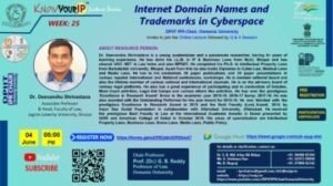 Online Lecture/Webinar on the topic: Internet Domain Names and Trademarks in Cyberspace - The Law Communicants