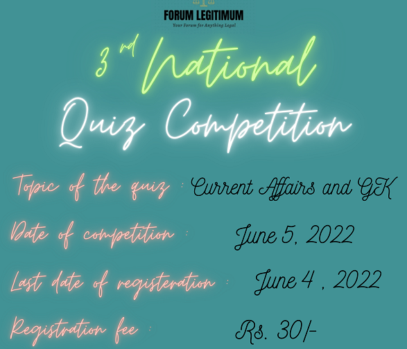 3rd National Quiz Competition by Forum Legitimum [June 5, 2022]: Register by June 4, 2022