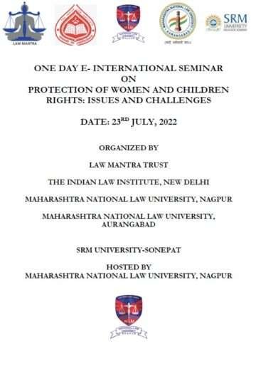 One Day E- International Seminar On Protection Of Women And Children Rights: Issues And Challenges - The Law Communicants