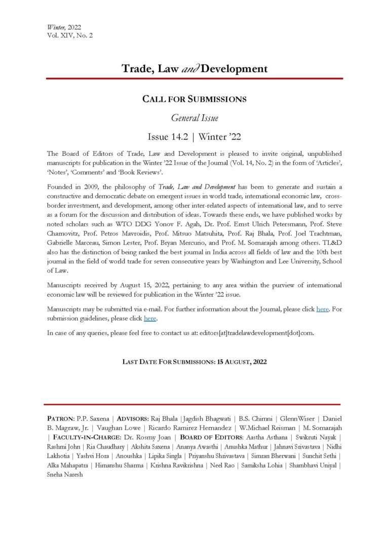 Trade, Law, and Development: Call for Submissions - The Law Communicants