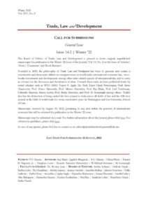 Trade, Law, and Development: Call for Submissions - The Law Communicants