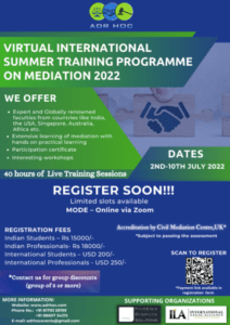 Virtual International Summer Training Programme on Mediation - The Law Communicants
