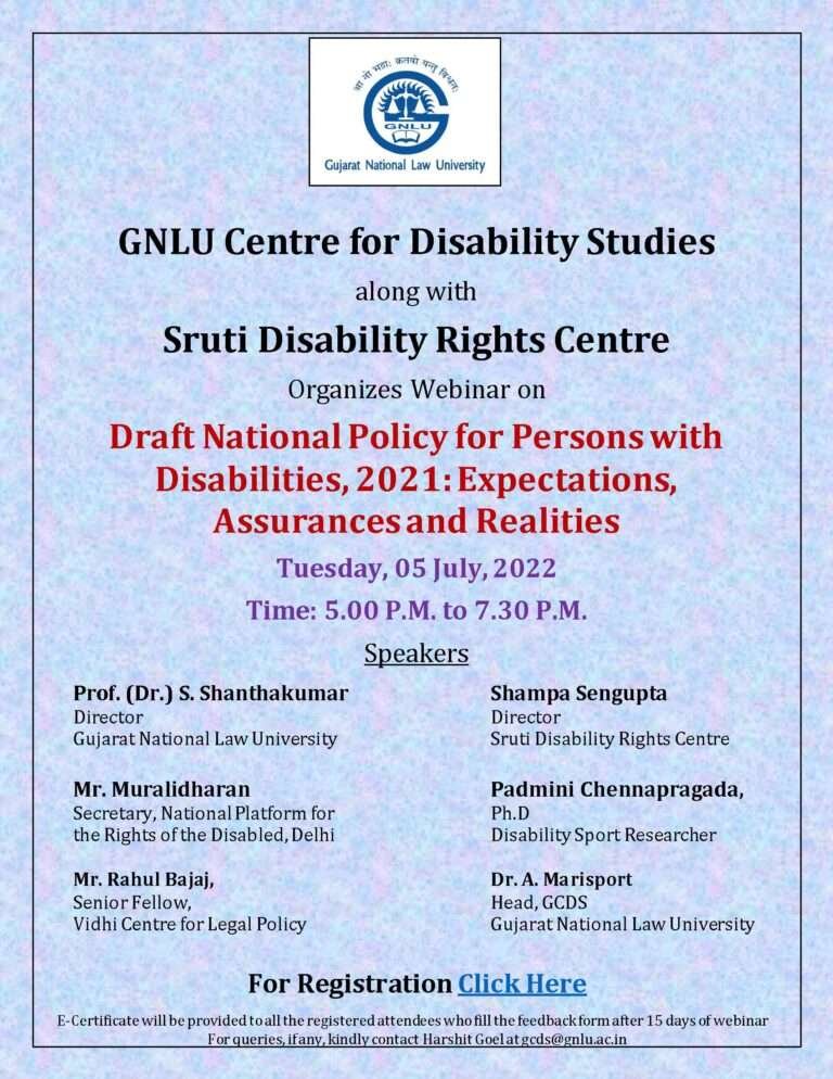 Webinar – Draft National Policy for Persons with Disabilities - The Law Communicants