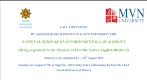 National Seminar On Environmental Law & Policy By AGISS Research Institute & MVN University - The Law Communicants
