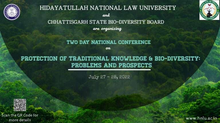 Two Day National Level Conference Protection Of Traditional Knowledge And Biodiversity: Problems And Prospects - The Law Communicants