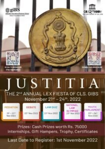 2ndedition of 'JUSTITIA- 2022'~ The 2ndAnnual Lex Fiesta from 21st to 24th November