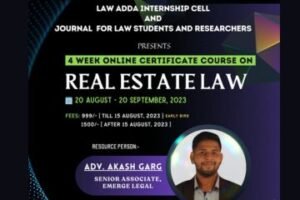 4-Week Online Certificate Course On Real Estate Law [20 August-20 September