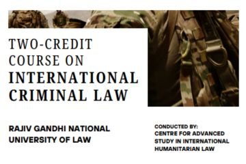 Two Credit Certificate Course on International Criminal Law by CASH RGNUL