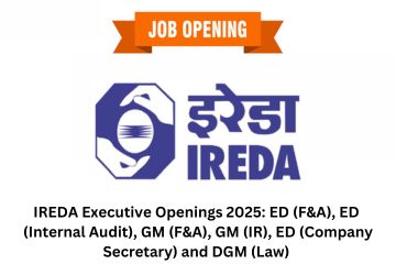 Read more about the article IREDA Executive Openings 2025: ED (F&A), ED (Internal Audit), GM (F&A), GM (IR), ED (Company Secretary) and DGM (Law)