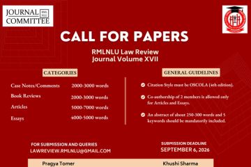Call for Papers by RMLNLU Law Review Volume XVII (2026-27)