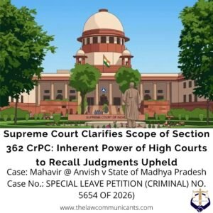 Supreme Court Clarifies Scope of Section 362 CrPC: Inherent Power of High Courts to Recall Judgments Upheld