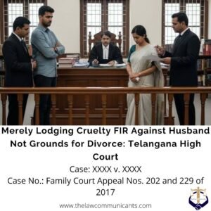 Merely Lodging Cruelty FIR Against Husband Not Grounds for Divorce: Telangana High Court